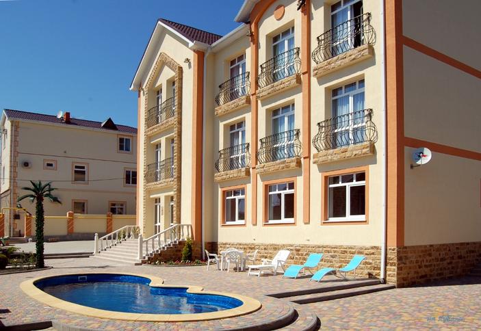 Фасад с бассейном, гостевой дом Валентин, г. Геленджик