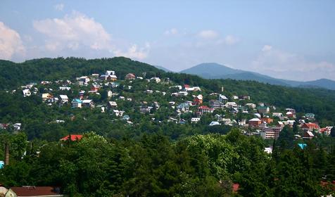 Вид на поселок Лазаревское с колеса обозрения.