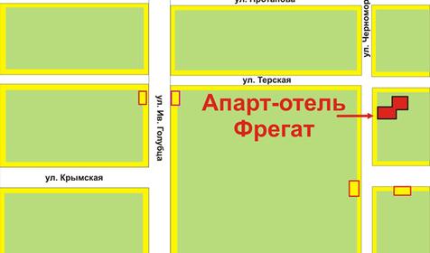 Схема проезда к гостевому дому Апарт-отель Фрегат, г. Анапа