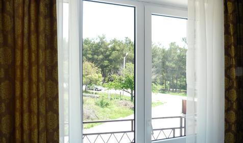 Вид на сосновую рощу из номера частной гостиницы Екатерина, г. Геленджик