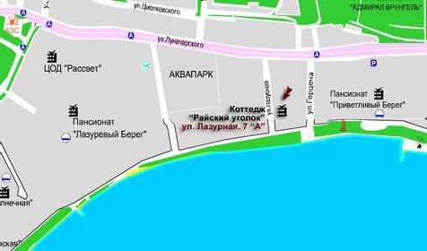 Схема проезда к коттеджу Райский уголок