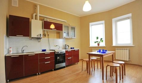 Кухня-столовая в двухкомнатных апартаментах, жилой комплекс Сияние Тамани, Темрюкский район, ст. Голубицкая