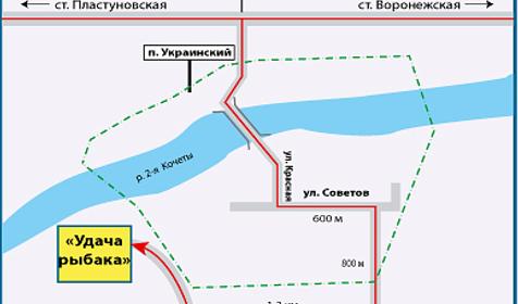 Схема проезда. Рыболовная база "Удача рыбака", п. Украинский