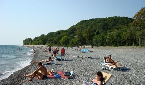 Пляж. Пансионат Ателика Сокол и Вилла Дивный мир Сокол, г. Сочи, п. Лазаревский район, п. Нижняя Хобза