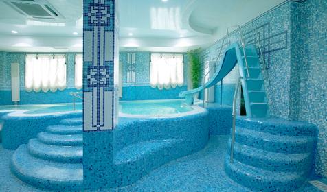 Хаммам Relax. Бассейн с водной горкой и подводными аттракционами. Гостинично-банный комплекс Relax, г. Краснодар