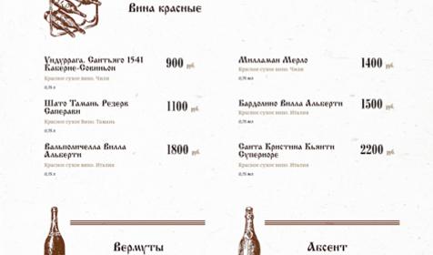 Меню. Ресторан Голова монаха, г. Краснодар