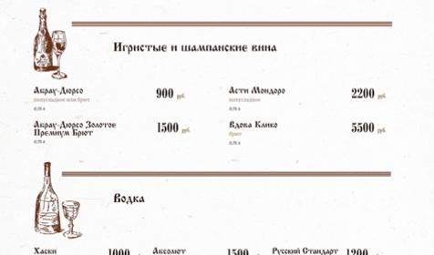 Меню. Ресторан Голова монаха, г. Краснодар