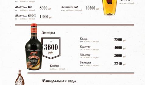 Меню. Ресторан Голова монаха, г. Краснодар