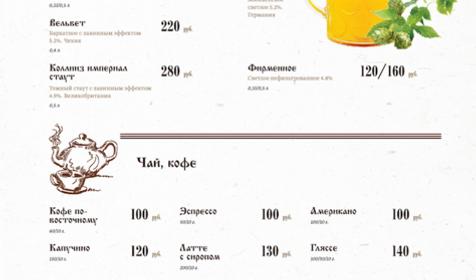 Меню. Ресторан Голова монаха, г. Краснодар