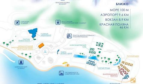 Карта-схема города-отеля Бархатные Сезоны, г.Сочи, Адлерский район