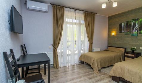 Делюкс с двумя раздельными кроватями и балконом. Отель Каштан, Даховская