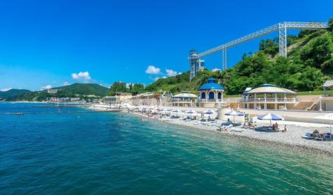 Пляж. Оздоровительный комплекс AZIMUT Отель AZIMUT Отель Прометей Небуг Небуг, Туапсинский район, п. Небуг