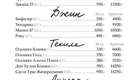 Меню караоке-клуба ДуЮДу