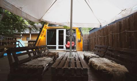 A‑фрейм с панорамами, джакузи и горячим чаном